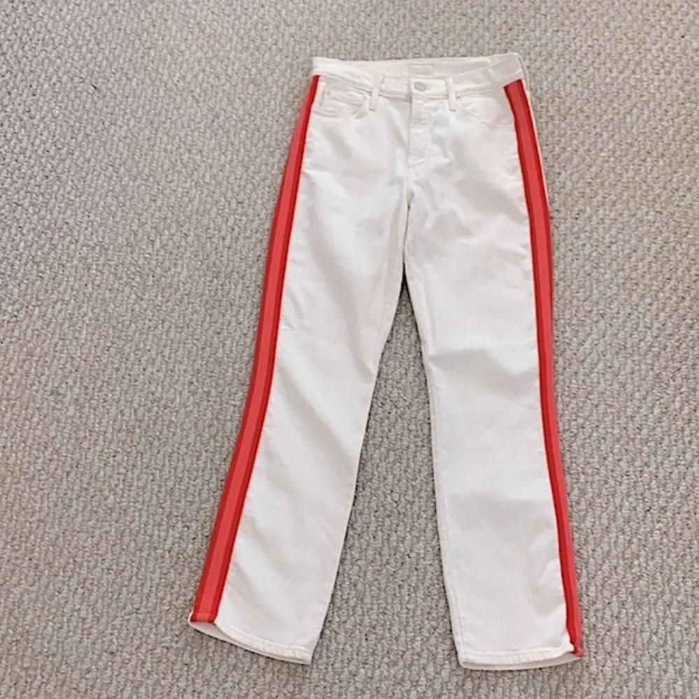 Mother Mid Rise Dazzler Whipping The Cream Pink Racer Crop